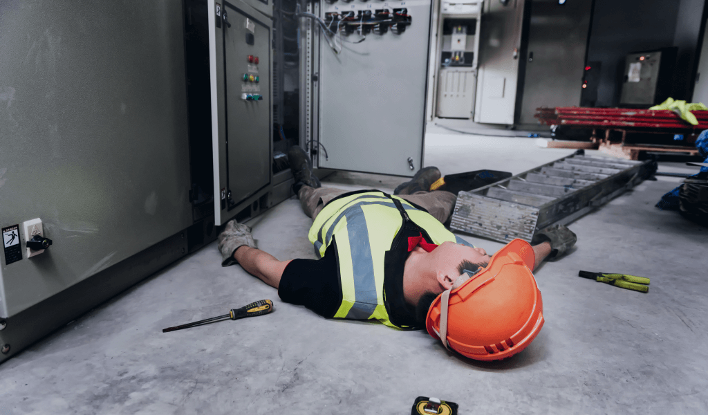 Accident at work of electrician people